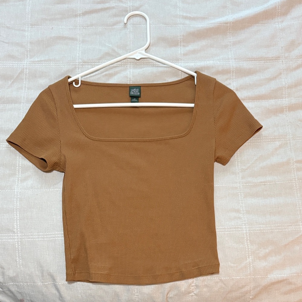 Target Tan Ribbed Short Sleeve Top - Picture 4 of 4